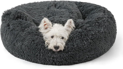 Calming Donut Dog Bed, Hooded Cave with Blanket