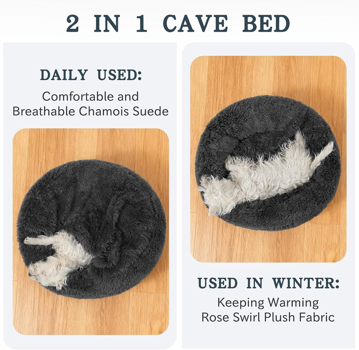 Calming Donut Dog Bed, Hooded Cave with Blanket