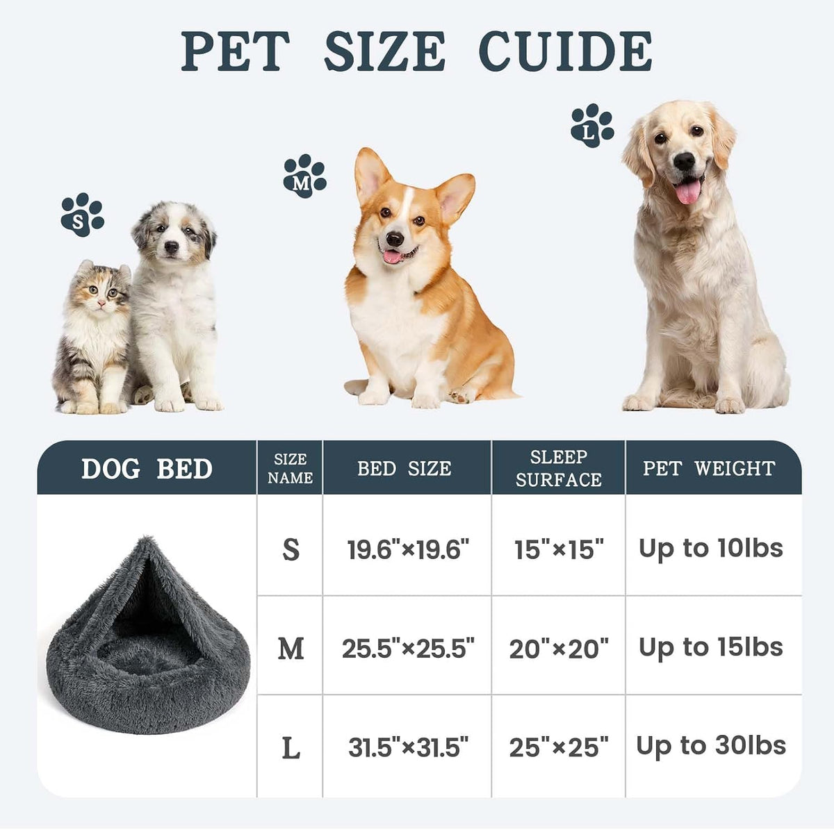 Calming Donut Dog Bed, Hooded Cave with Blanket