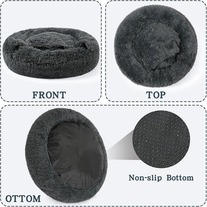 Calming Donut Dog Bed, Hooded Cave with Blanket