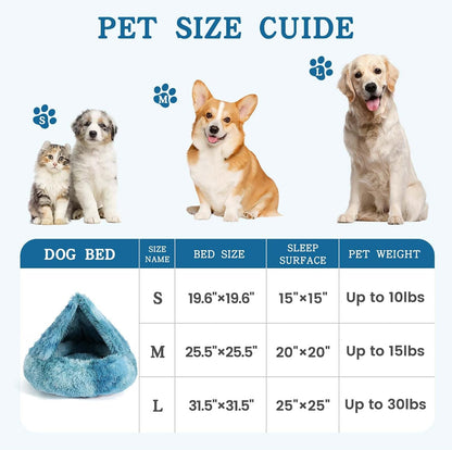 Calming Donut Dog Bed, Hooded Cave with Blanket