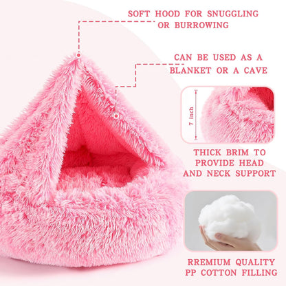 Calming Donut Dog Bed, Hooded Cave with Blanket