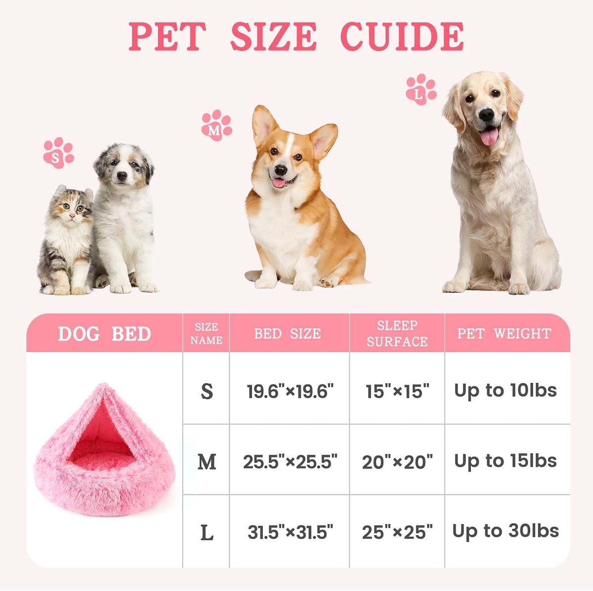 Calming Donut Dog Bed, Hooded Cave with Blanket