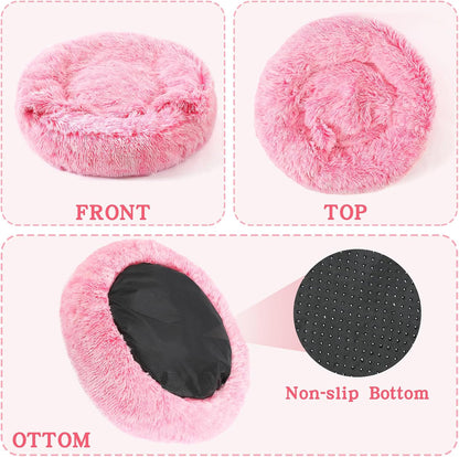 Calming Donut Dog Bed, Hooded Cave with Blanket