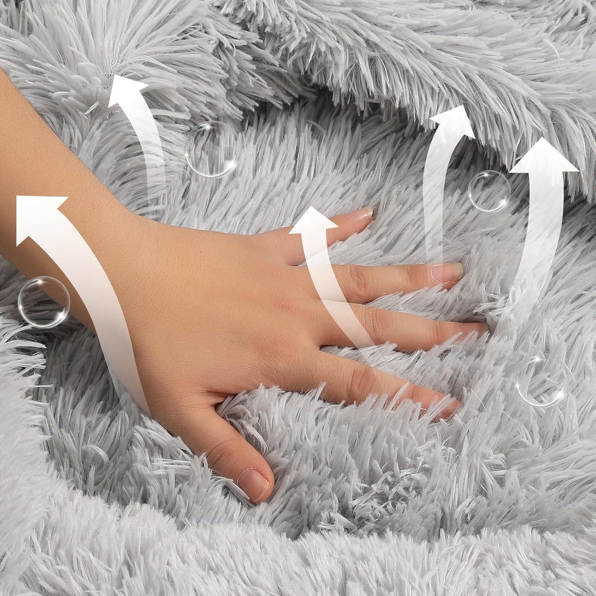 Calming Donut Dog Bed, Hooded Cave with Blanket