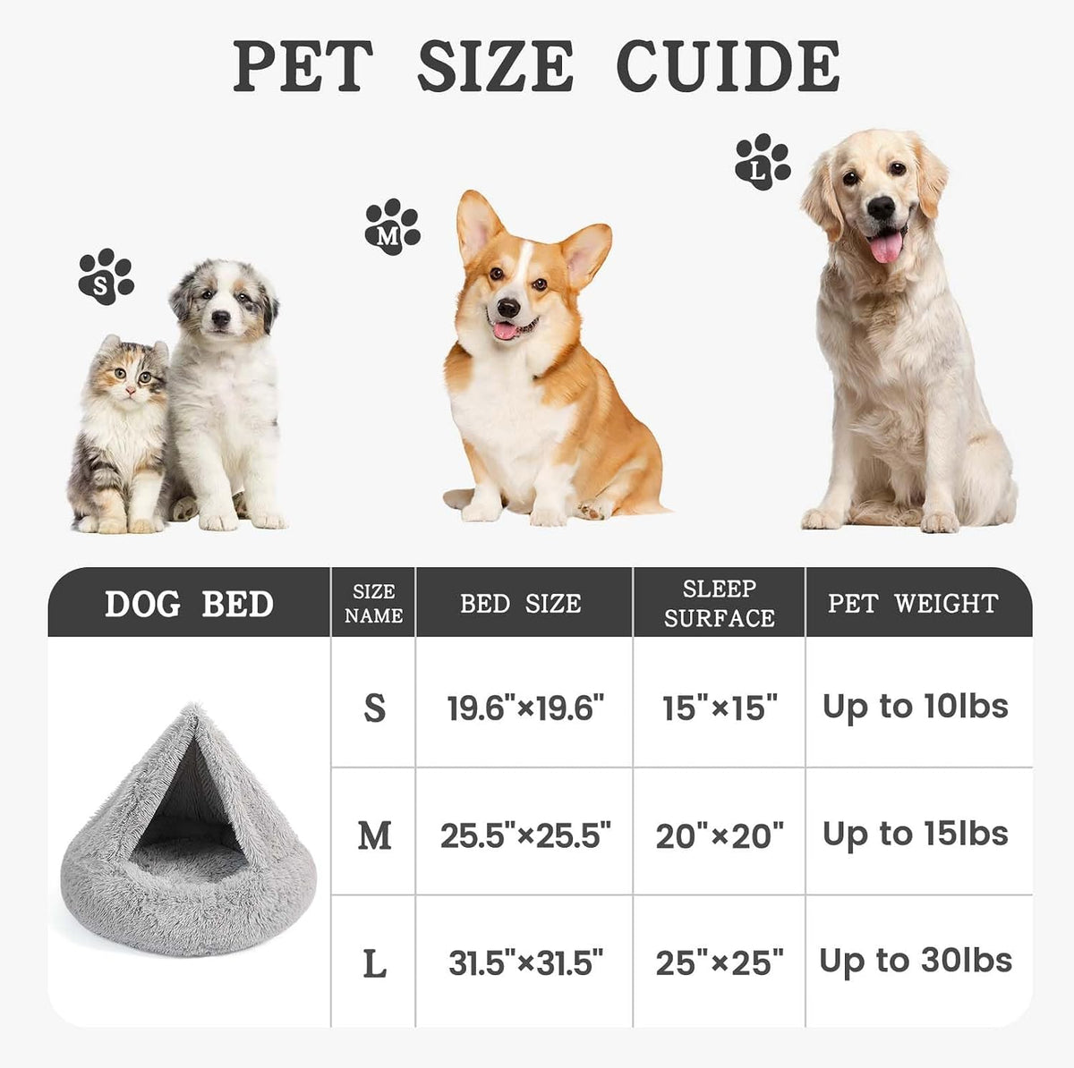 Calming Donut Dog Bed, Hooded Cave with Blanket