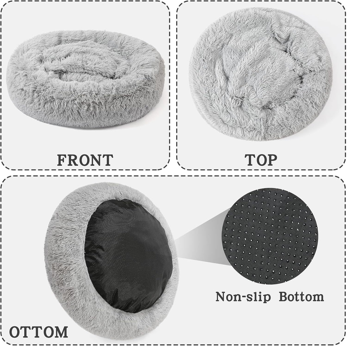 Calming Donut Dog Bed, Hooded Cave with Blanket