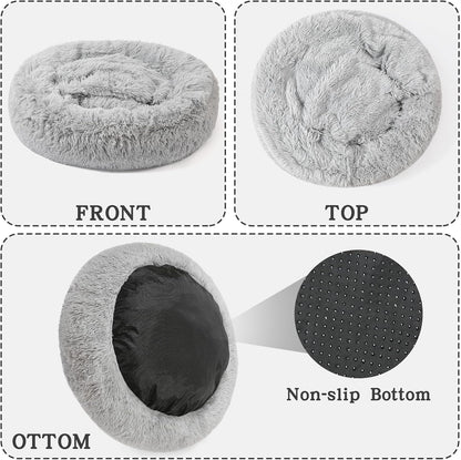 Calming Donut Dog Bed, Hooded Cave with Blanket