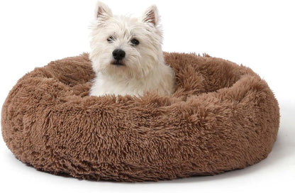 Calming Donut Dog Bed, Hooded Cave with Blanket