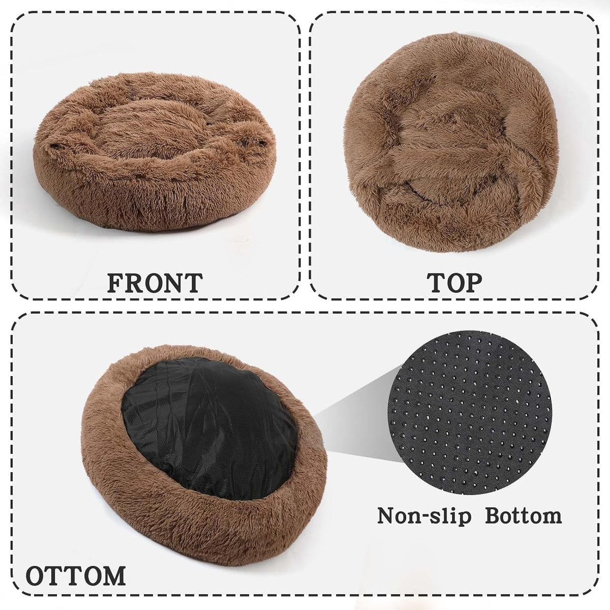Calming Donut Dog Bed, Hooded Cave with Blanket