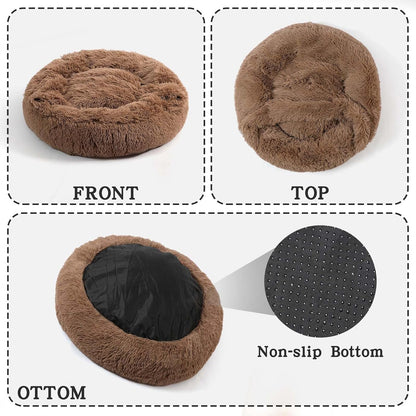 Calming Donut Dog Bed, Hooded Cave with Blanket