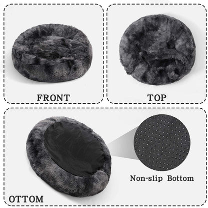 Calming Donut Dog Bed, Hooded Cave with Blanket