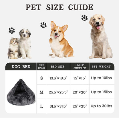 Calming Donut Dog Bed, Hooded Cave with Blanket