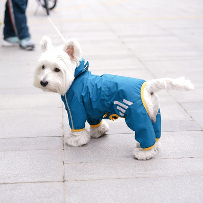 Dog Raincoat, Waterproof Dog Rain Jacket with Hood, Rain Coat with Leash Hole, Reflective Strap for Small Medium Dogs, Outdoor Adventures/Walking Lightweight Puppy(Blue,S)