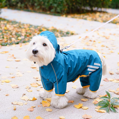 Dog Raincoat, Waterproof Dog Rain Jacket with Hood, Rain Coat with Leash Hole, Reflective Strap for Small Medium Dogs, Outdoor Adventures/Walking Lightweight Puppy(Blue,S)