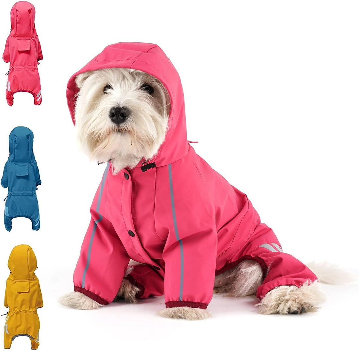 Dog Raincoat, Waterproof Dog Rain Jacket with Hood, Rain Coat with Leash Hole, Reflective Strap for Small Medium Dogs, Outdoor Adventures/Walking Lightweight Puppy(Blue,S)