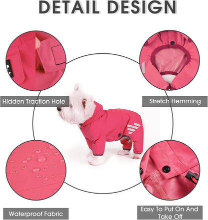 Dog Raincoat, Waterproof Dog Rain Jacket with Hood, Rain Coat with Leash Hole, Reflective Strap for Small Medium Dogs, Outdoor Adventures/Walking Lightweight Puppy(Blue,S)