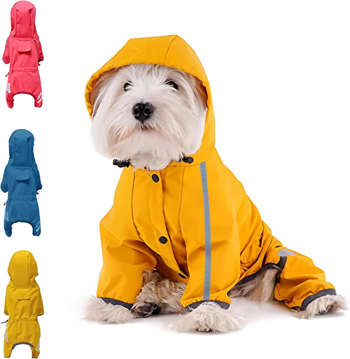 Dog Raincoat, Waterproof Dog Rain Jacket with Hood, Rain Coat with Leash Hole, Reflective Strap for Small Medium Dogs, Outdoor Adventures/Walking Lightweight Puppy(Blue,S)