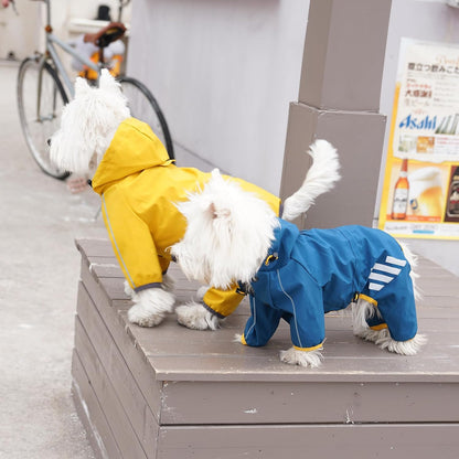 Dog Raincoat, Waterproof Dog Rain Jacket with Hood, Rain Coat with Leash Hole, Reflective Strap for Small Medium Dogs, Outdoor Adventures/Walking Lightweight Puppy(Blue,S)
