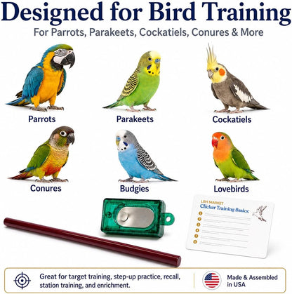 Bird Clicker Training Kit Box Clicker & Target Stick, Red