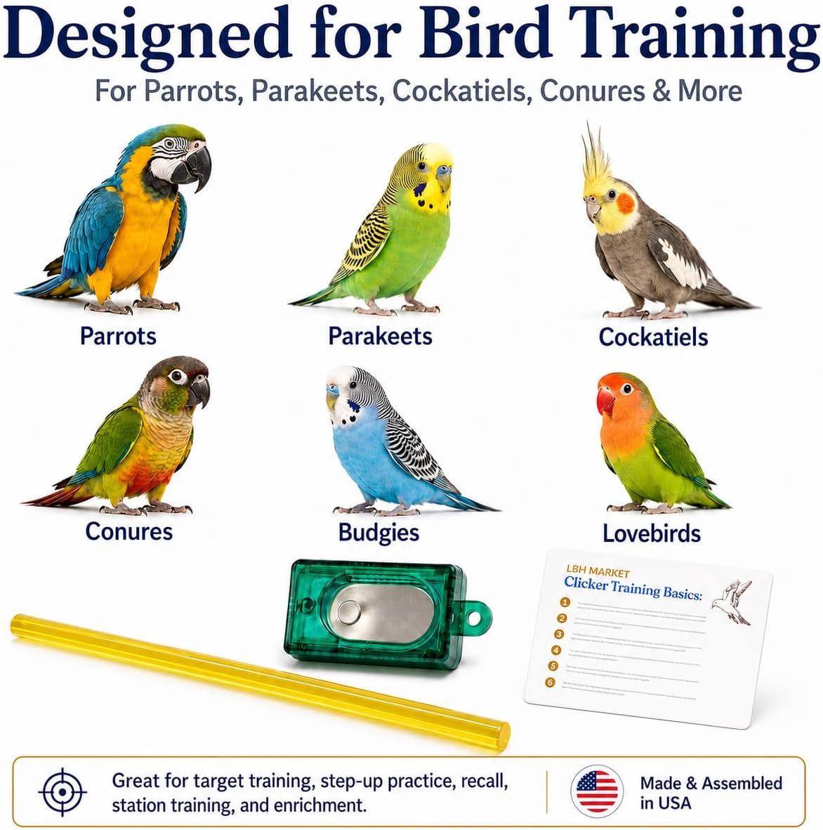 Bird Clicker Training Kit Box Clicker & Target Stick, Red