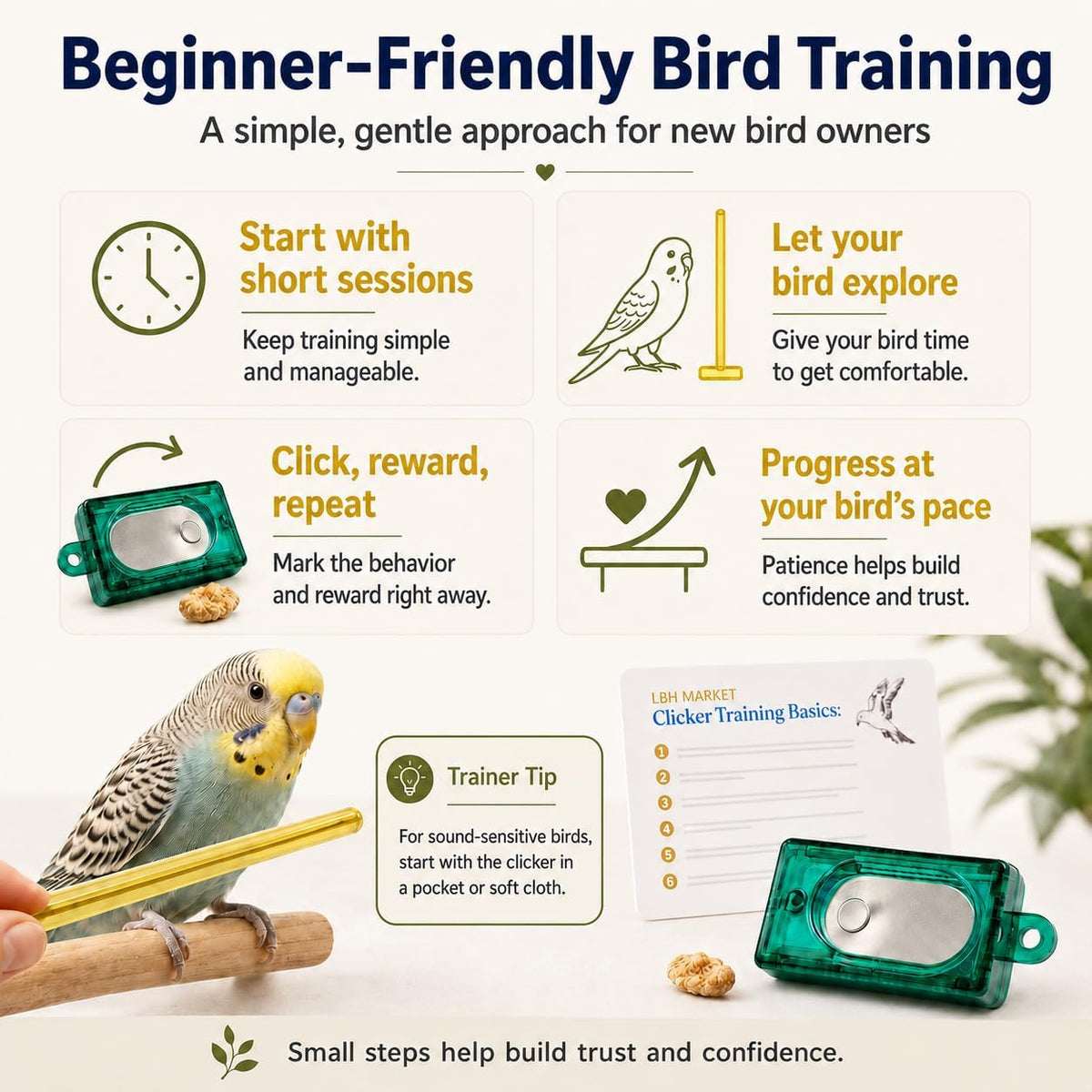 Bird Clicker Training Kit Box Clicker & Target Stick, Red