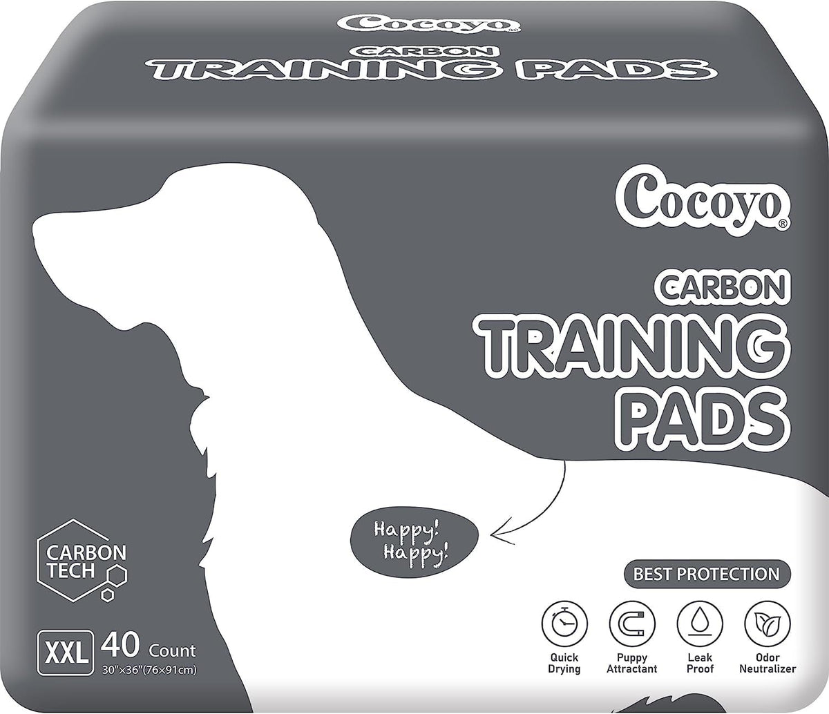 Dog Training Pads Extra Large Size丨Carbon Absorb Eliminating Urine Odor Puppy Pads 丨 Premium Charcoal Dog Pee Pads (40 Count, XXL 30x36 inch),Black