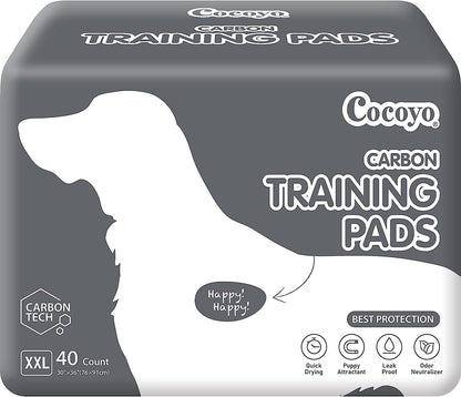 Dog Training Pads Extra Large Size丨Carbon Absorb Eliminating Urine Odor Puppy Pads 丨 Premium Charcoal Dog Pee Pads (40 Count, XXL 30x36 inch),Black