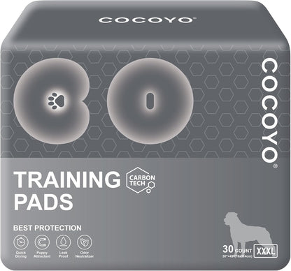 Dog Training Pads Extra Large Size丨Carbon Absorb Eliminating Urine Odor Puppy Pads 丨 Premium Charcoal Dog Pee Pads (40 Count, XXL 30x36 inch),Black