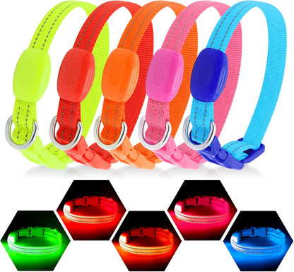Light Up Dog Collars for Small Dogs,LED Dog Collar Light Rechargeable,Fully Adjustable Lighted Dog Collar,Glow in The Dark Dog Collars with Dog Lights for Night Walking,Green