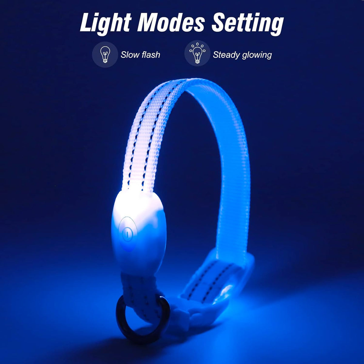 Light Up Dog Collars for Small Dogs,LED Dog Collar Light Rechargeable,Fully Adjustable Lighted Dog Collar,Glow in The Dark Dog Collars with Dog Lights for Night Walking,Green