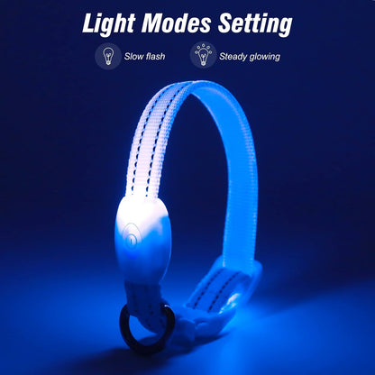 Light Up Dog Collars for Small Dogs,LED Dog Collar Light Rechargeable,Fully Adjustable Lighted Dog Collar,Glow in The Dark Dog Collars with Dog Lights for Night Walking,Green