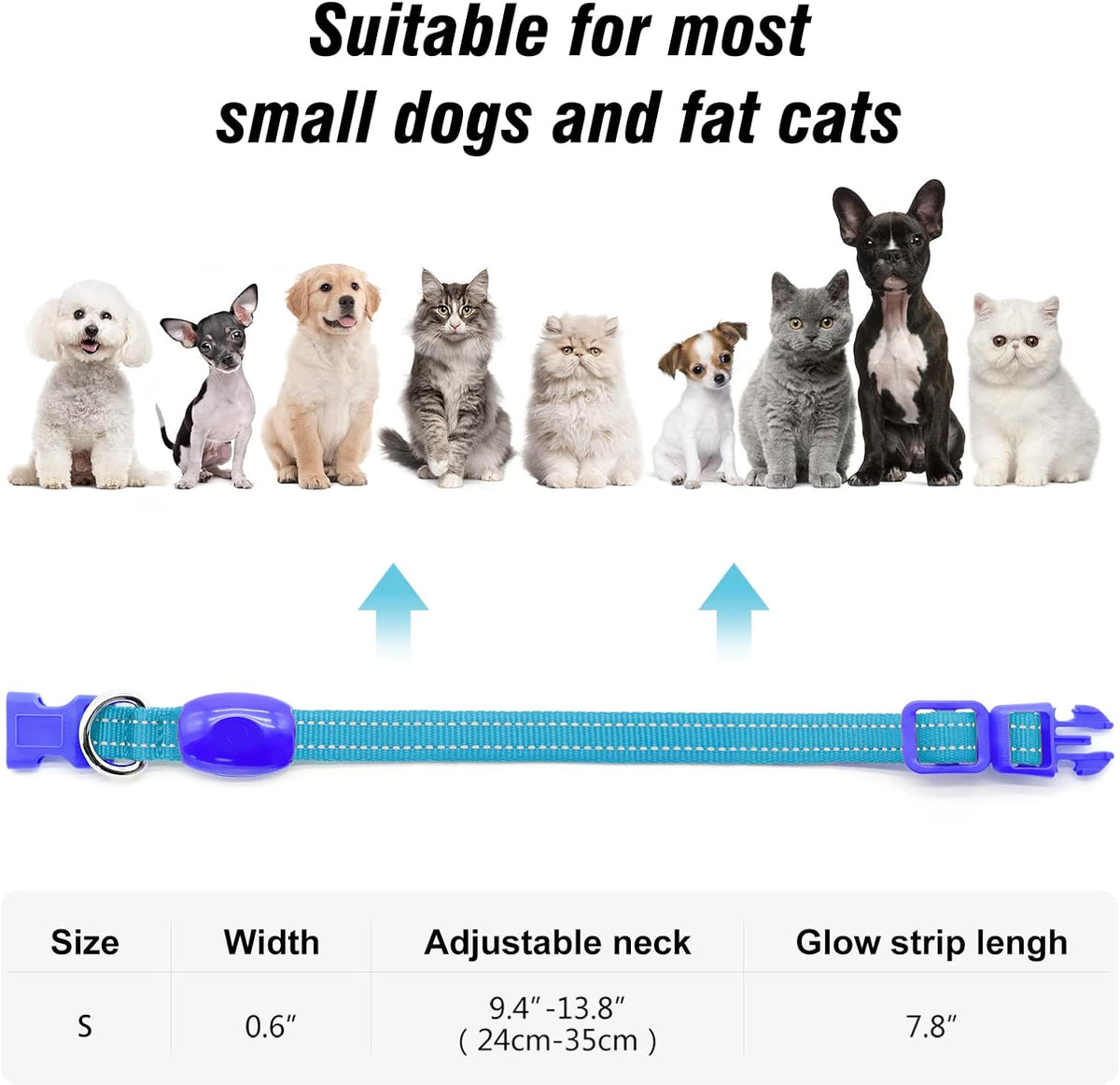 Light Up Dog Collars for Small Dogs,LED Dog Collar Light Rechargeable,Fully Adjustable Lighted Dog Collar,Glow in The Dark Dog Collars with Dog Lights for Night Walking,Green