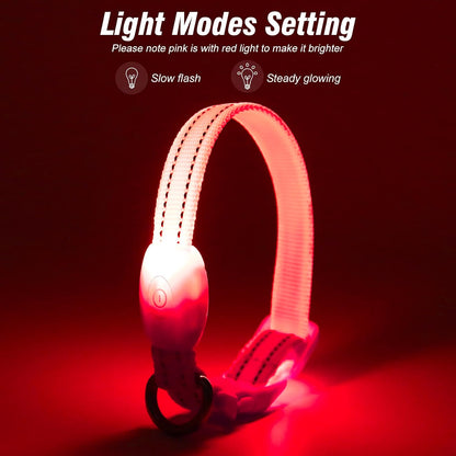 Light Up Dog Collars for Small Dogs,LED Dog Collar Light Rechargeable,Fully Adjustable Lighted Dog Collar,Glow in The Dark Dog Collars with Dog Lights for Night Walking,Green