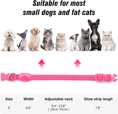 Light Up Dog Collars for Small Dogs,LED Dog Collar Light Rechargeable,Fully Adjustable Lighted Dog Collar,Glow in The Dark Dog Collars with Dog Lights for Night Walking,Green