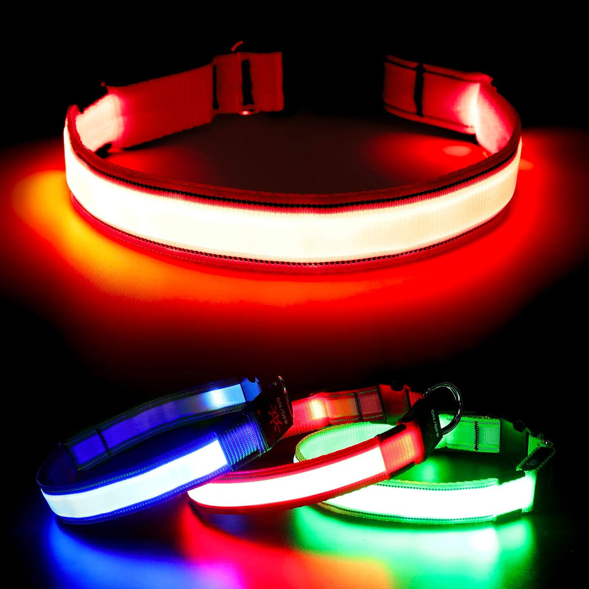 Light Up Dog Collars for Small Dogs,LED Dog Collar Light Rechargeable,Fully Adjustable Lighted Dog Collar,Glow in The Dark Dog Collars with Dog Lights for Night Walking,Green