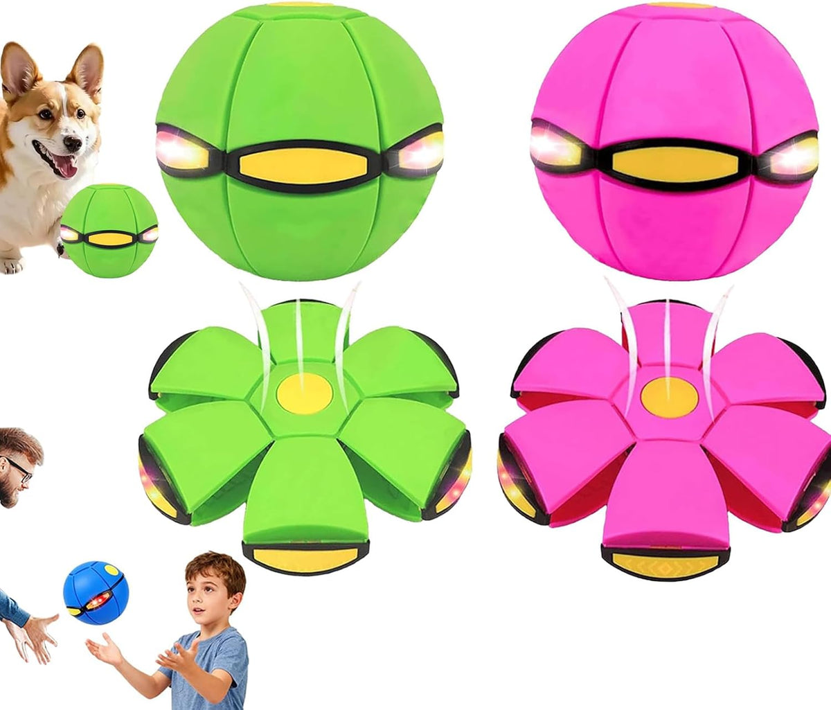 2PCS Dog Flying Disc Toy, Pet Toy Flying Saucer Ball with 3 Light for Dogs, Dog Toy Outdoor Toy Doggy Disc Ball, Outdoor Games