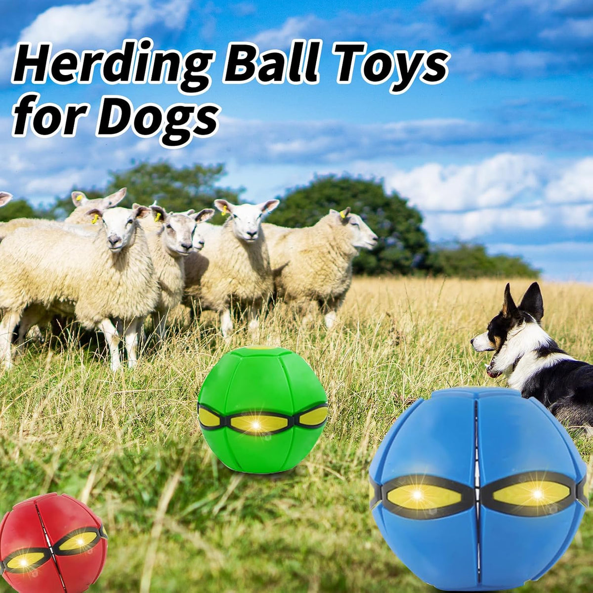 2PCS Dog Flying Disc Toy, Pet Toy Flying Saucer Ball with 3 Light for Dogs, Dog Toy Outdoor Toy Doggy Disc Ball, Outdoor Games