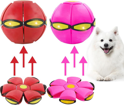 2PCS Dog Flying Disc Toy, Pet Toy Flying Saucer Ball with 3 Light for Dogs, Dog Toy Outdoor Toy Doggy Disc Ball, Outdoor Games
