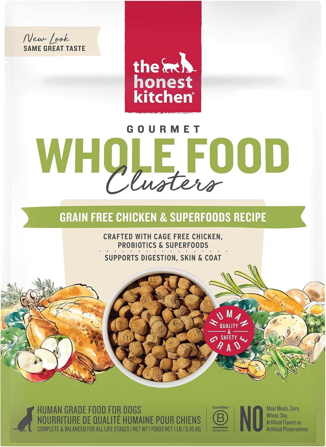 Grain Free Beef & Superfoods Whole Food Clusters, Human Grade Dry Dog Food, Vet-Crafted Nutritional Support for Skin, Coat, Digestion & Overall Wellness, 5 lb Bag