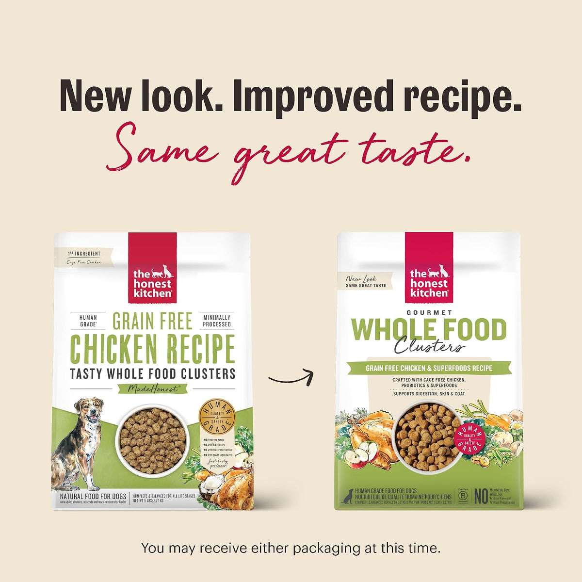 Grain Free Beef & Superfoods Whole Food Clusters, Human Grade Dry Dog Food, Vet-Crafted Nutritional Support for Skin, Coat, Digestion & Overall Wellness, 5 lb Bag