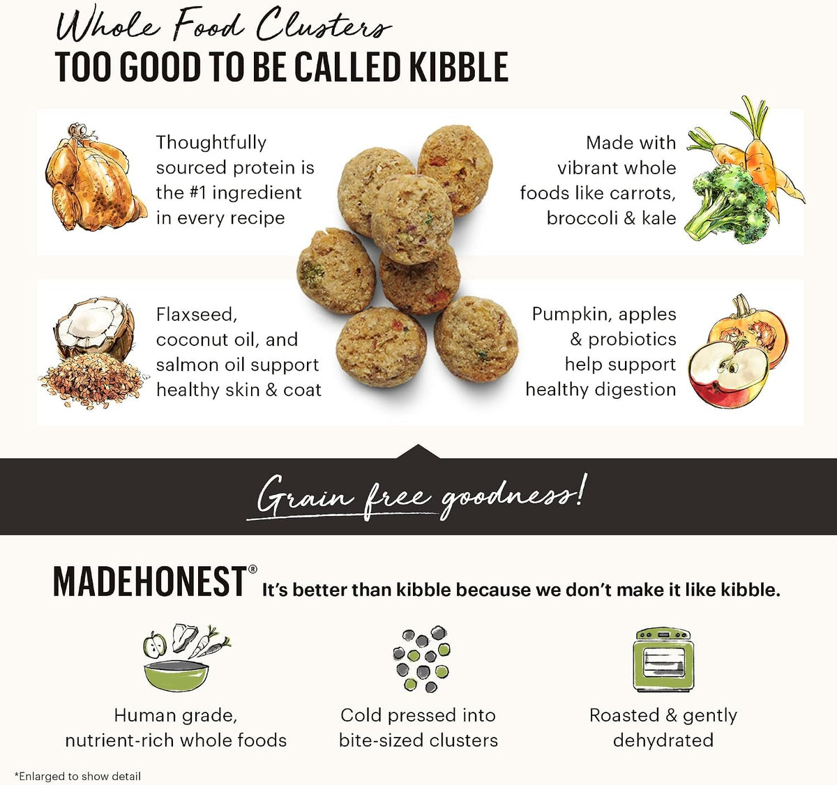 Grain Free Beef & Superfoods Whole Food Clusters, Human Grade Dry Dog Food, Vet-Crafted Nutritional Support for Skin, Coat, Digestion & Overall Wellness, 5 lb Bag