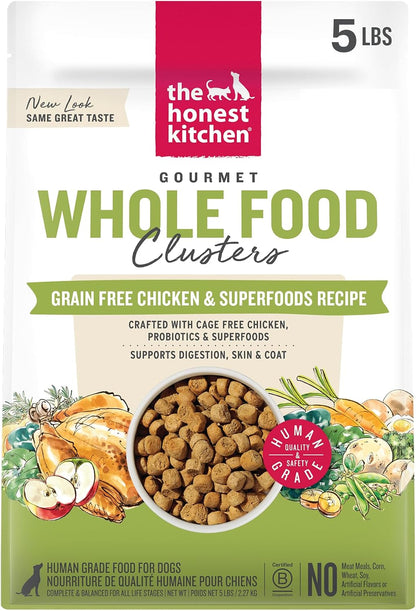 Grain Free Beef & Superfoods Whole Food Clusters, Human Grade Dry Dog Food, Vet-Crafted Nutritional Support for Skin, Coat, Digestion & Overall Wellness, 5 lb Bag