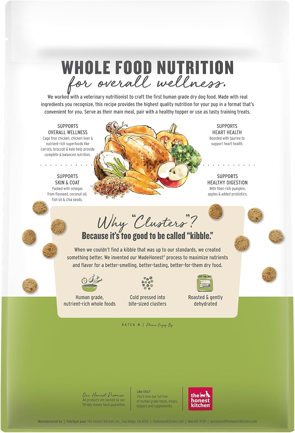 Grain Free Beef & Superfoods Whole Food Clusters, Human Grade Dry Dog Food, Vet-Crafted Nutritional Support for Skin, Coat, Digestion & Overall Wellness, 5 lb Bag