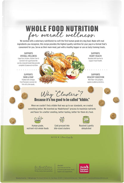 Grain Free Beef & Superfoods Whole Food Clusters, Human Grade Dry Dog Food, Vet-Crafted Nutritional Support for Skin, Coat, Digestion & Overall Wellness, 5 lb Bag