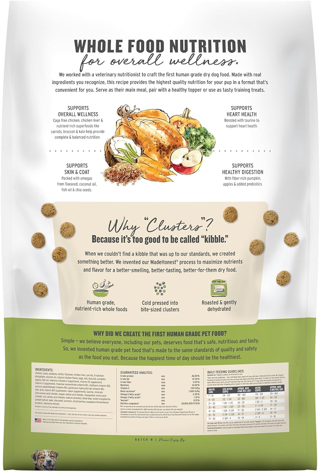 Grain Free Beef & Superfoods Whole Food Clusters, Human Grade Dry Dog Food, Vet-Crafted Nutritional Support for Skin, Coat, Digestion & Overall Wellness, 5 lb Bag