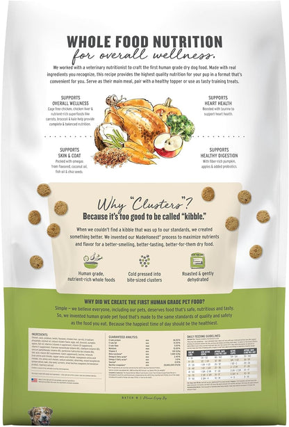 Grain Free Beef & Superfoods Whole Food Clusters, Human Grade Dry Dog Food, Vet-Crafted Nutritional Support for Skin, Coat, Digestion & Overall Wellness, 5 lb Bag