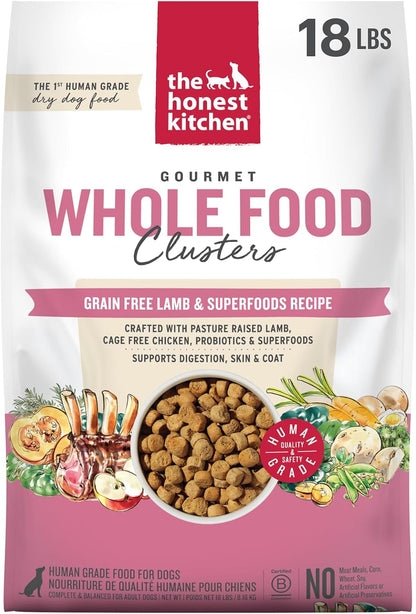 Grain Free Beef & Superfoods Whole Food Clusters, Human Grade Dry Dog Food, Vet-Crafted Nutritional Support for Skin, Coat, Digestion & Overall Wellness, 5 lb Bag