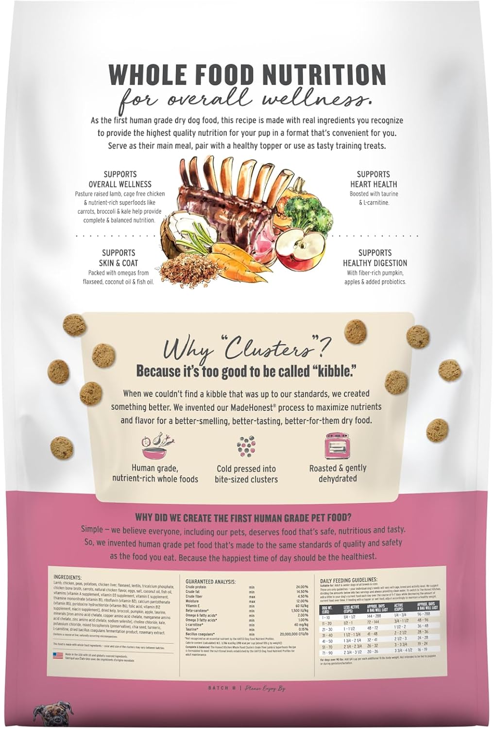 Grain Free Beef & Superfoods Whole Food Clusters, Human Grade Dry Dog Food, Vet-Crafted Nutritional Support for Skin, Coat, Digestion & Overall Wellness, 5 lb Bag