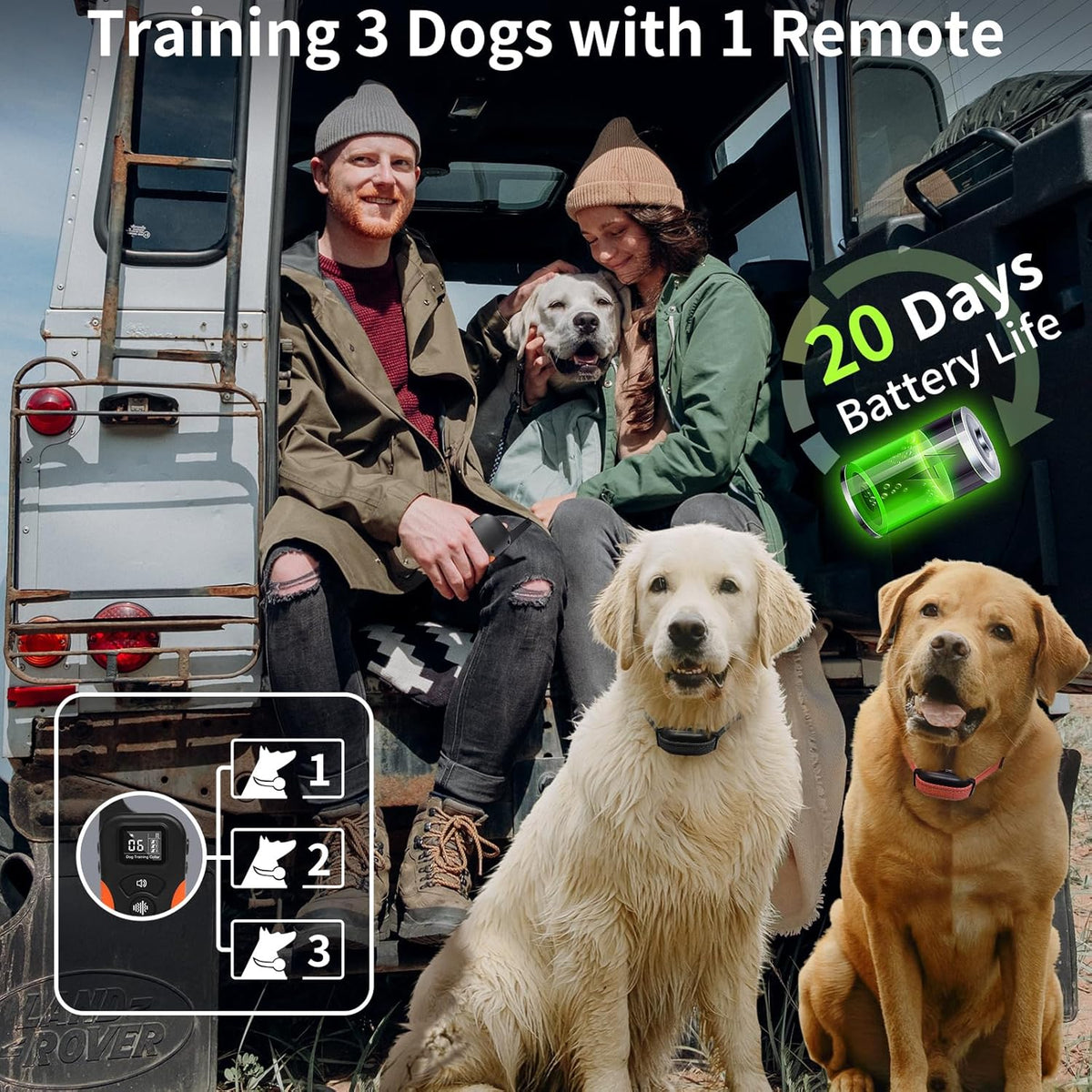 Dog Vibration Collar with Controller No Shock, 3300ft Waterproof Training Dog Collar Beep and Vibrate Only, Security Lock & Rechargeable Vibrating Collar for Dogs 5-120 lbs - No Prongs